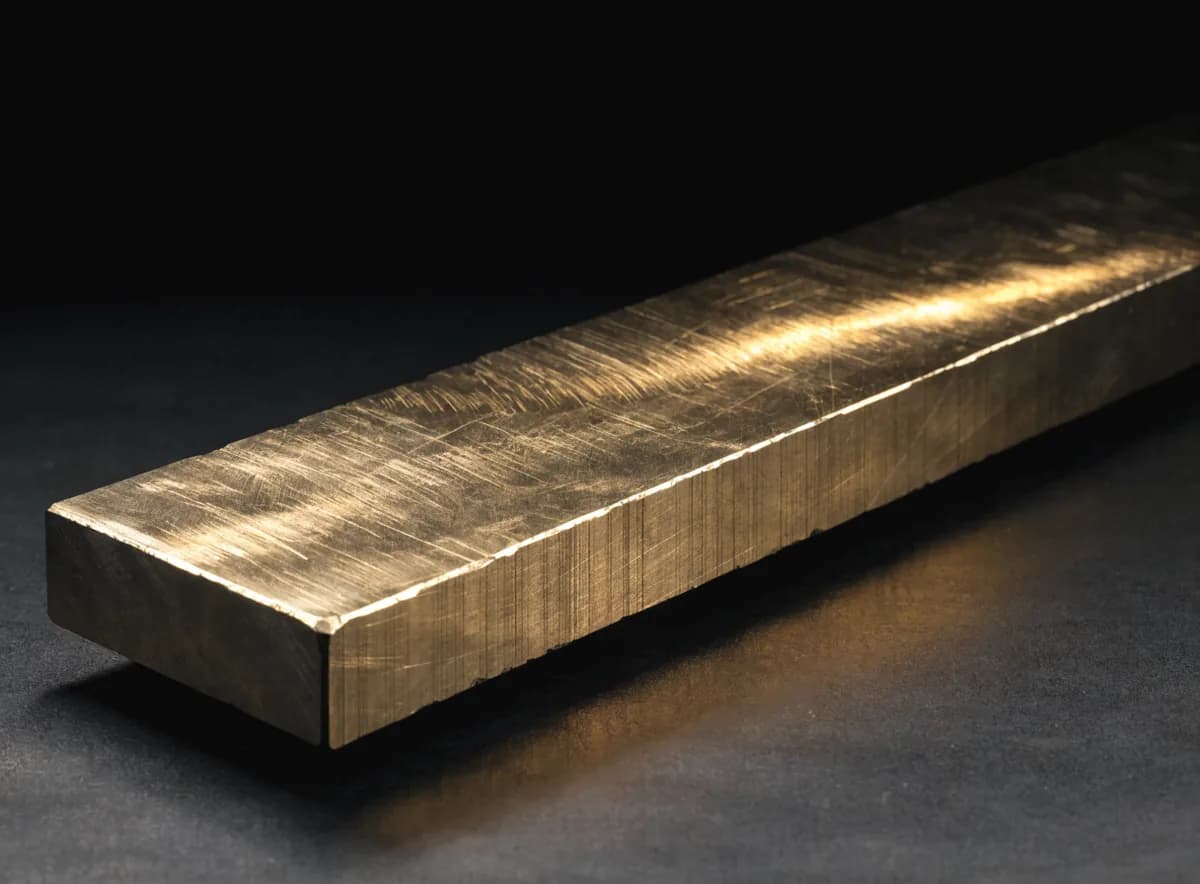 Solera de bronce premaquinado sobre fondo oscuro